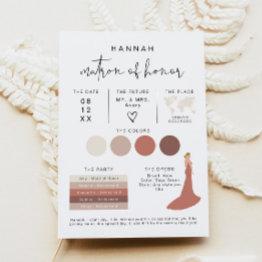 Small Adella Edgy Modern Editable Bridesmaid Info Invitations Front View