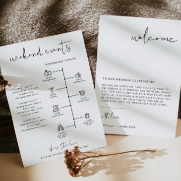 adella modern minimal welcome letter timeline invitations