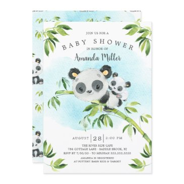 adorable panda bear neutral baby shower invitation