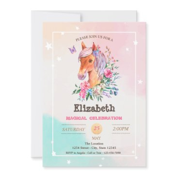 adorable pretty pony birthday invitation