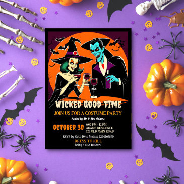 adult halloween wicked good time costume party invitation