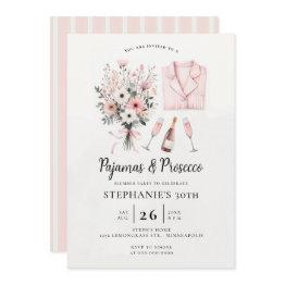 Small Adult Pj Sleepover Pajamas Prosecco 30th Birthday Invitation Front View