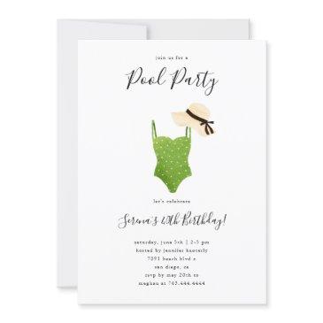 adult pool birthday party swimsuit invitation