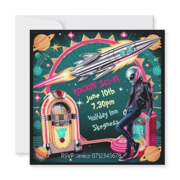 adult sci-fi party rocking sci fi rockabilly invitation