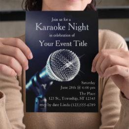 Small Adult's Karaoke Party Custom Invitation Front View