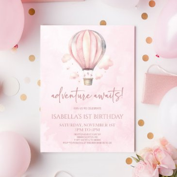 adventure awaits! hot air balloon birthday party invitation