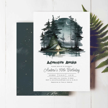 adventure awaits night sky nature birthday party invitation