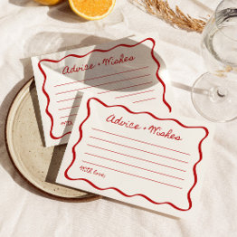 Small Advice And Wishes Bridal Shower Game Wavy Border Enclosure Invitations Front View