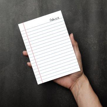 advice white lined notebook paper enclosure invitations