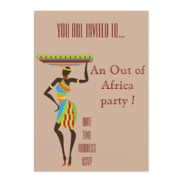 Small African Themed Out Of Africa Party Invitation Front View