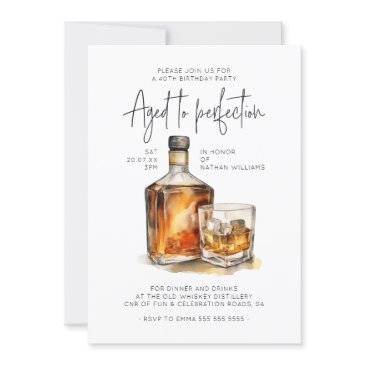aged to perfection whiskey male birthday invitation