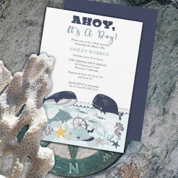 ahoy it's a boy under the sea baby sprinkle shower invitation