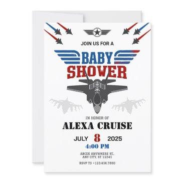 air force jet fighter pilot baby shower invitation