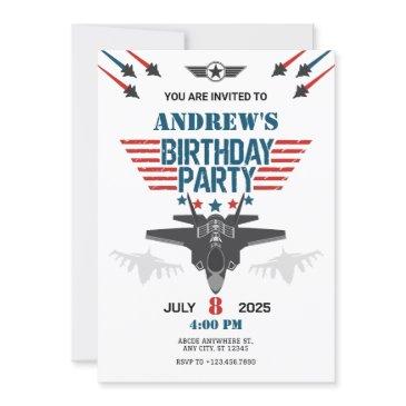 air force jet fighter pilot birthday invitation
