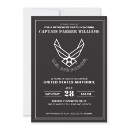 Small Air Force Logo - Black Invitation Front View