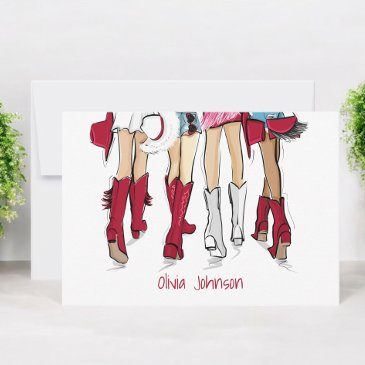 alabama ladies cowboy boots crimson fashion custom thank you invitations