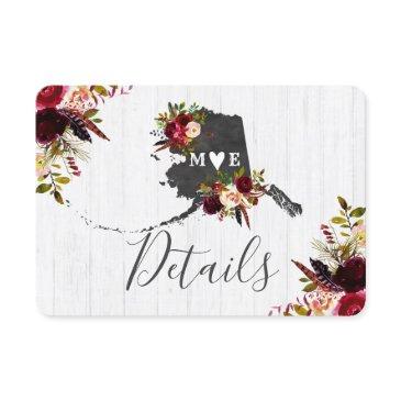 alaska state destination rustic wedding details invitation