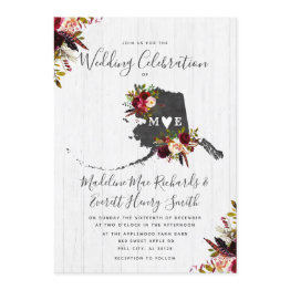 Small Alaska State Destination Wedding Invitation Front View