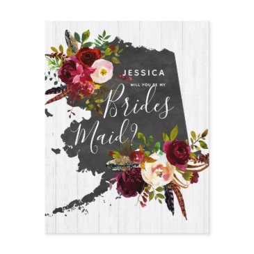 alaska state floral will you be my bridesmaid invitation