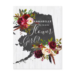 Small Alaska State Floral Will You Be My Flower Girl Invitation Front View