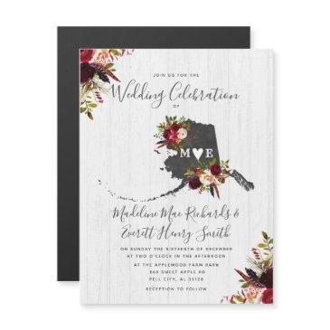 alaska state rustic magnetic wedding invitation