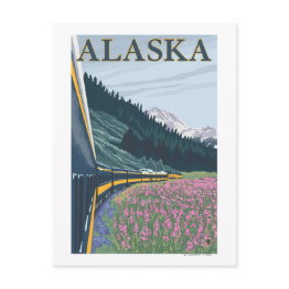 Small Alaskarailroad And Fireweed Vintage Travel Postinvitations Front View