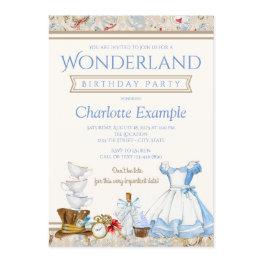 Small Alice In Wonderland Birthday Party Invitation Front View