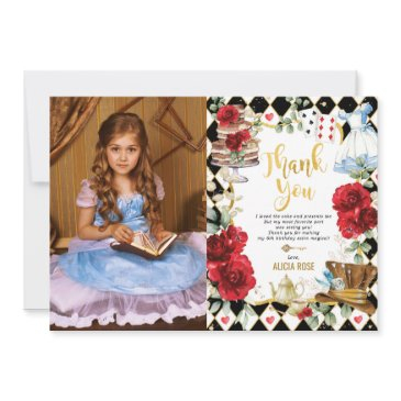 alice in wonderland party photo thank you invitations