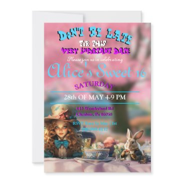 alice in wonderland sweet 16 invitation
