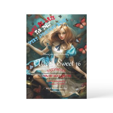 alice in wonderland sweet 16 invitations