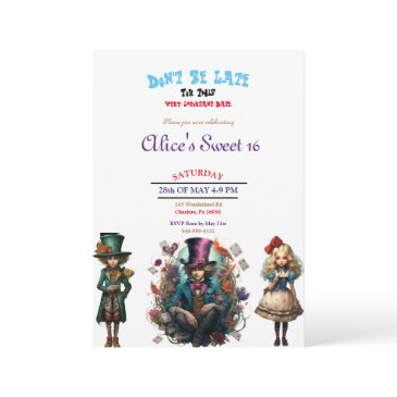 alice in wonderland sweet 16 invitations