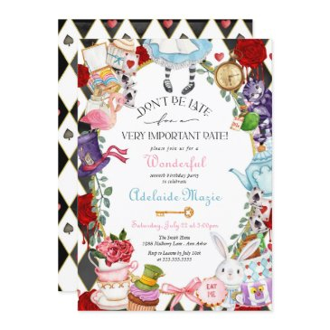 alice in wonderland whimsical children's birthday invitation
