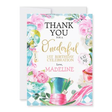alice onederful 1st birthday thank you invitations