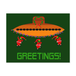 Small Alien Christmas Invitation Front View