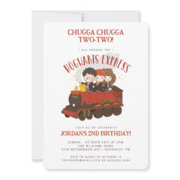 Small All Aboard The Hogwarts Express 2nd Birthday Invitation Front View