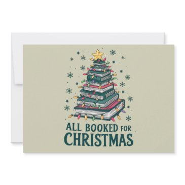 all booked for christmas gift for librarian lover holiday invitations