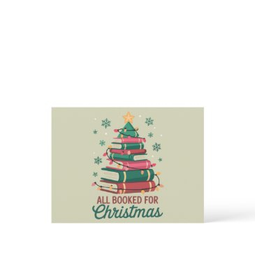 all booked for christmas librarian book lover tree holiday postinvitations