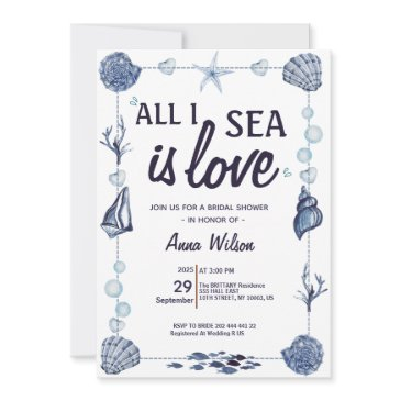 all i sea is love bridal shower watercolor seas invitation