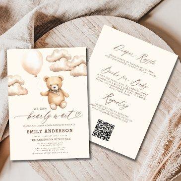 all in one bearly wait gender neutral baby shower invitation