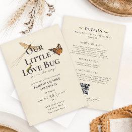 Small All In One Little Love Bug Baby Shower Invitation Front View
