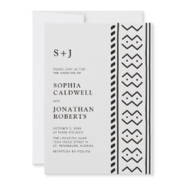 Small All In One Modern Boho Mudcloth Monogram Wedding I Invitation Front View