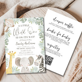 Small All In One Qr Code Wild One Safari Baby Shower Invitation Front View
