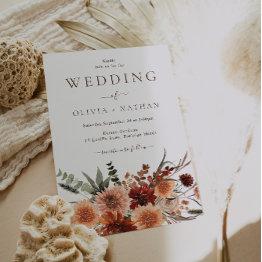 Small All Seasons Divine Boho Floral Wedding Invitation Front View