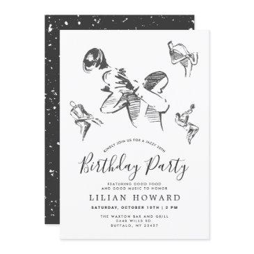 all that jazz-themed birthday party b/w invitation