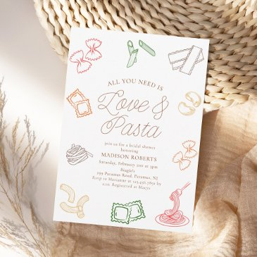 all you need is love & pasta bridal shower invitation