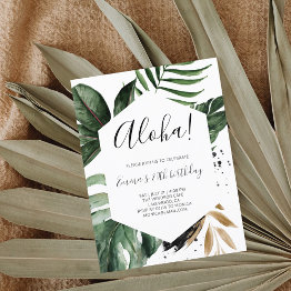 Small Aloha Greenery Tropical Birthday Party Invitation Postinvitations Front View