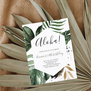 aloha greenery tropical birthday party invitation postinvitations