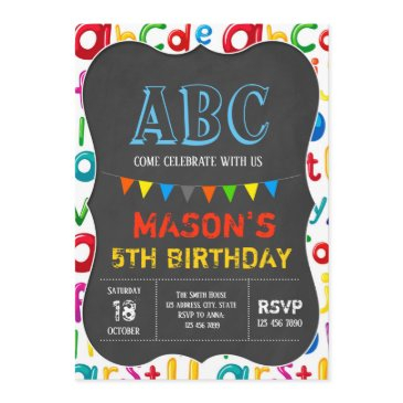 alphabet birthday invitation