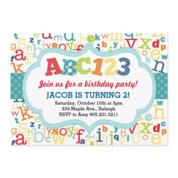 alphabet birthday party invitation