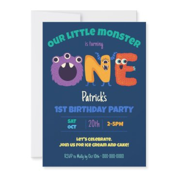 alphabet monsters 1st birthday our little monster invitation